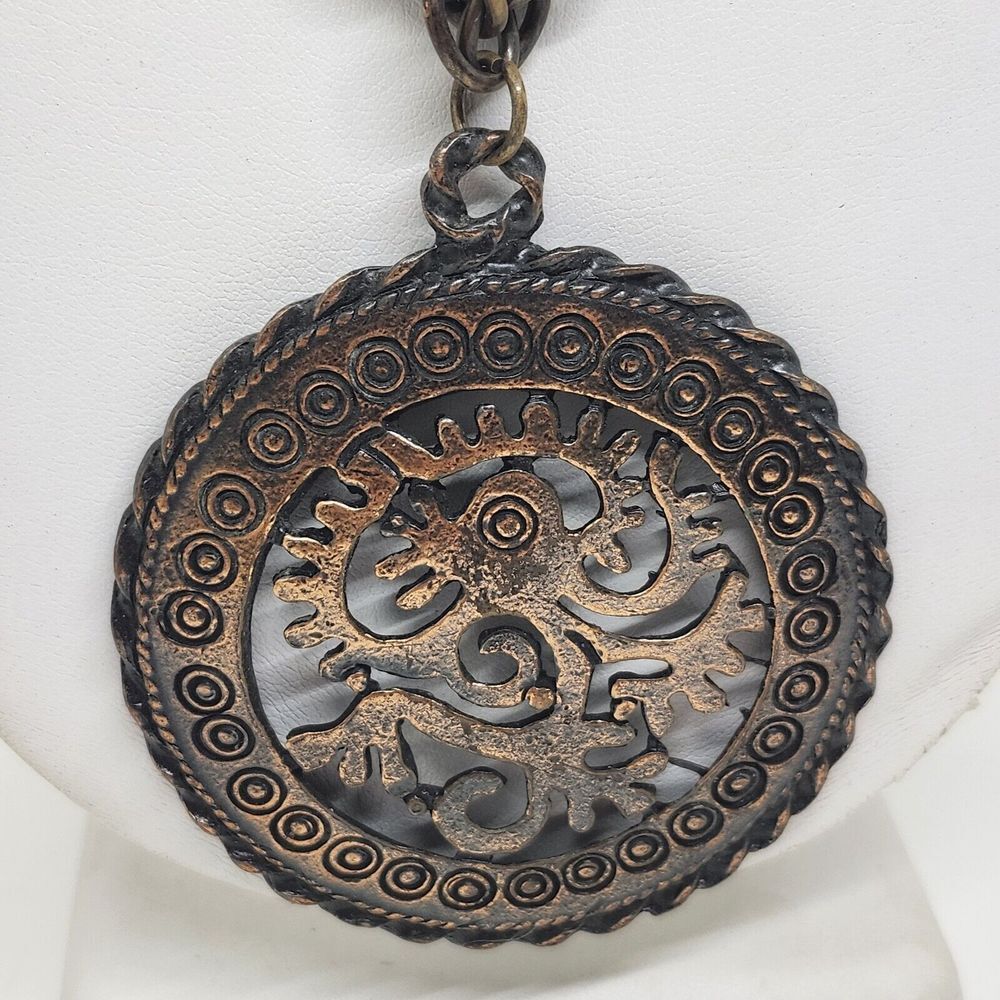 Vintage Bronze Necklace Mayan‎ Monkey Inca